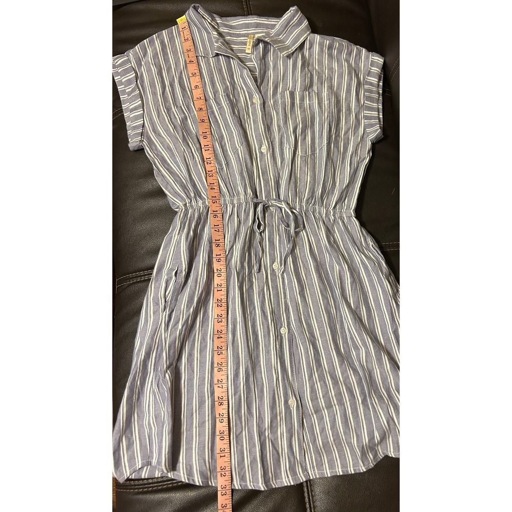Japna Mini Blue/White Stripe Button Down Shirt Dress. Women's Size Medium. - Picture 9 of 10